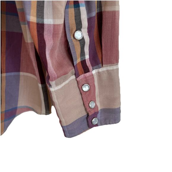 Vintage H BAR C California Ranchwear Plaid Western Button Up Shirt USA Large V16 - Picture 4 of 7